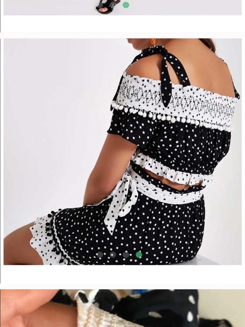 River Island Black and White Polka Dot Crop Top - Picture 4 of 5